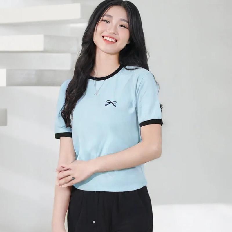 Áo thun Baby Tee nữ in nơ chất borip cotton thấm hút mồ hôi co giãn 4 chiều xịn nhiều màu M177 - Women, Top 5