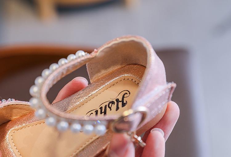 Product Introduction of 2025 Spring and Summer New Korean Style Rhinestone Soft-Soled Girls Sandals Princess Shoes Children's Shoes Girls Dance Shoes 14