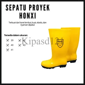Sepatu Boots Tinggi Honxi Kuning / Safety Boots Karet Lentur Ringan Anti Air & Slip Perkebunan Shoes