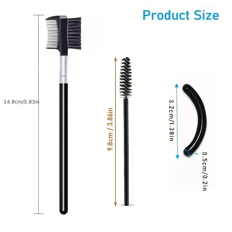 Eyelash Curler & Eyebrow Brush Kit, 1 Count Eyelash Curler & 1 Count Comb & 1 Count Double-sided Eyebrow Brush & 3 Counts Mascara Brush & 6 Counts Curler Pad 8