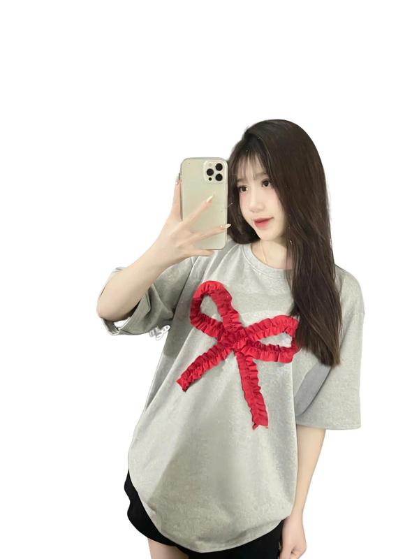 Áo  ĐÍNH NƠ FORM RỘNG hot trend 2025 cổ tròn (MỎNG NHẸ,GIÁ RẺ,HÀNG BÌNH DÂN) Top Women 4