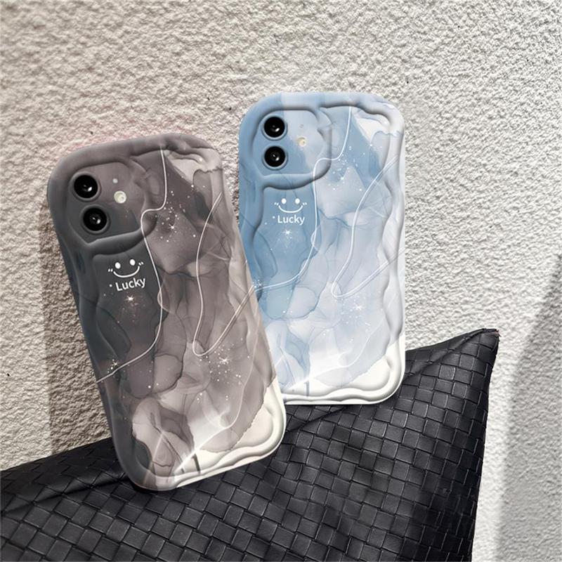 Casing hp ViVO Y27 Y36 Y17S Y16 Y15s Y12S Y02 Y22 Y21 Y20 Y02A Y02T Y35 Y11 Y17 Y15 Y12 Y30i  Y20s Y22s Y21A Y12i Y21s Y15A Y33s Y31 Y51 Y91C Y91 Casing Sampul Lembut Mengkilap Tepi Melengkung Bergelombang 3D Smiley Lucky  MUHAMAD 3
