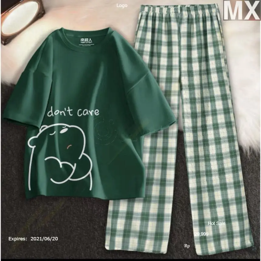 [FREESHIP] SET Áo phông Gấu Don' careMix quần kẻ Karo nhiều màu, Áo thun from rộng, mặc cho Nam và nữ chất đẹp,[FREESHIP] SET Áo mặc ở nhà DV-Mei Xu shop