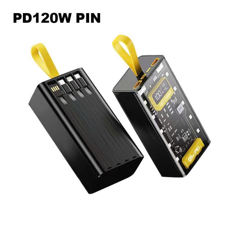  Pin sạc dự phòng trong suốt dung lượng 50000mah hỗ trợ sạc nhanh nhiều thiết bị có đèn chiếu sáng 4 cổng sạc 22.5w 