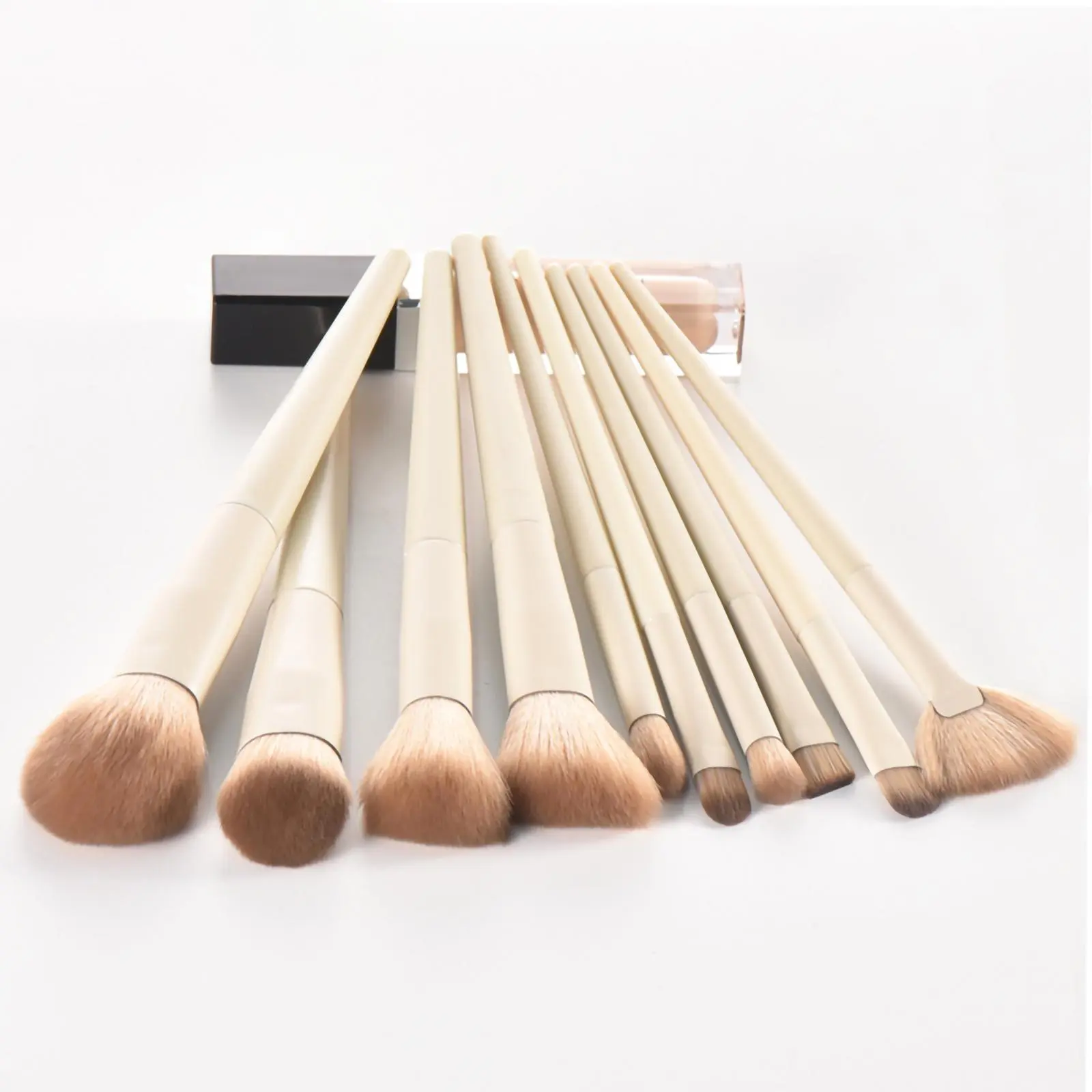 Makeup Tool Kit, 10pcs Makeup Brushes Set with/without 3 Mini Finger Puff & 3 Velvet Puff Set, Professional Beauty Enhancement Tools for Novices and Beginners