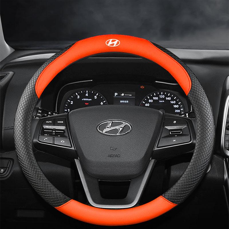 Product Introduction of 38CM/Hyundai Elantra Grand Starex Santa Fe Sonata Tucson Matrix Accent color matching breathable and anti-slip high-end steering wheel cover suitable for all seasons 0