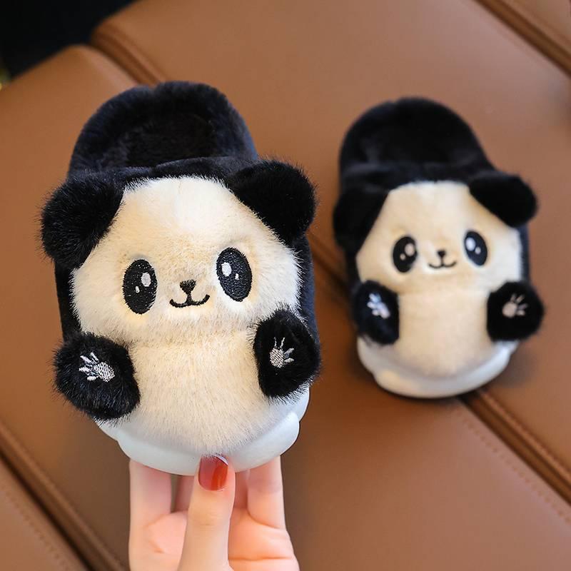 Dép Bông Trẻ Em đi trong nhà chống trơn trượt , Dép bông cho bé mùa đông họa tiết Gấu Panda Siêu Cute
