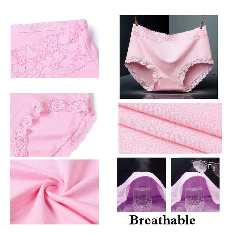 4Pcs Women Underwear High Waist Cotton Panties Plus Size Soft Breathable Panties Lingeries Panty Shorts Underpant Lady 4