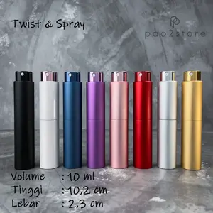 Botol Parfum Twist and Spray 10ml - Travel Size - Refill / Refillable / Isi Ulang - Model Putar Aluminium Kaca