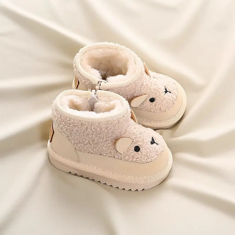 Bốt Đi Tuyết Cho Em Bé Đế Mềm, Lót Lông Cừu, Có Đệm, Giữ Nhiệt, Thích Hợp Cho Mùa Đông, Giày Nửa Trẻ Mới Biết Đi, Cho Bé Gái, Bé Trai Và Bé Gái, Giày Bông Cho Trẻ Nhỏ, Năm 2024