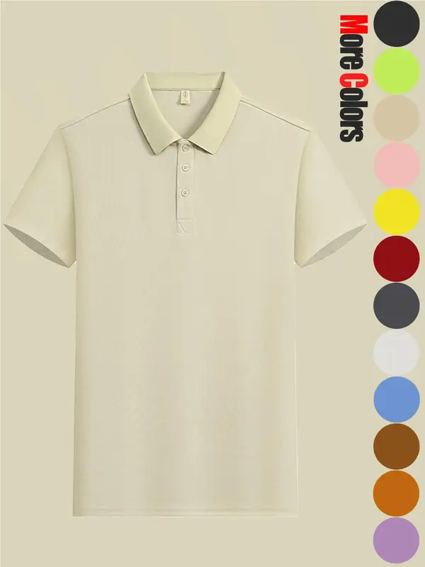 Men's Solid Color Short Sleeve Polo Shirt, Casual Breathable Quick Drying Collared T-Shirt for Summer, Fashion Men's Top for Daily Wear, Tropical 6