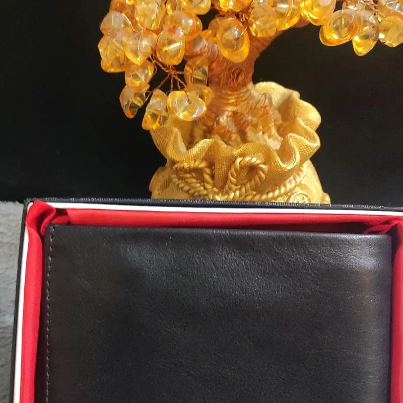 VÍ NAM TRƠN DA BÒ NAPPA CAO CẤP HAI MÀU DÁNG NGANG trust wallet Không rửa Retro Wallets 0