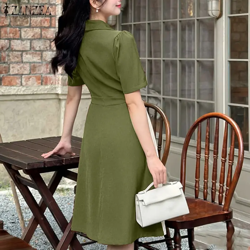 korean knee length dresses Knee Length Summer Korean Dress Order Online Korean Knee-Length Dress Lotus  Collar Style