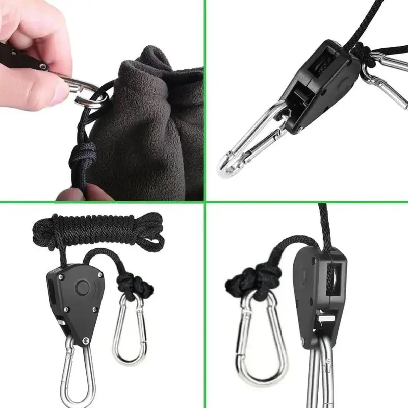 Camping Wind Rope Pulley Tie Downs with Carabiners, 4 Counts Durable Nylon Rope, Ideal for Securing Tents, Canopies & Tarps, Camping Essentials 2