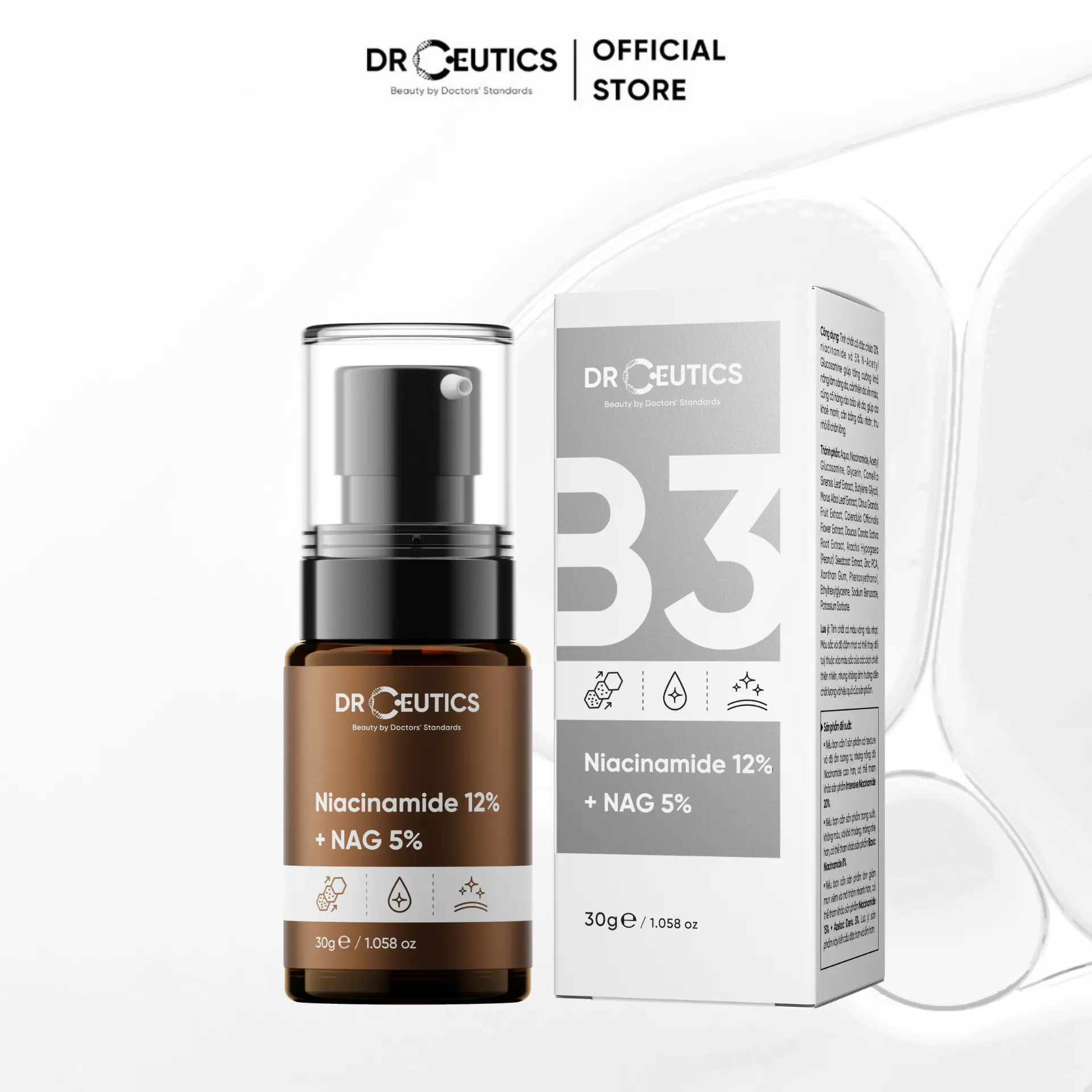 DRCEUTICS Tinh Chất Niacinamide 12% Hỗ Trợ Thu Nhỏ Lỗ Chân Lông (30g 100g) Skincare Serum