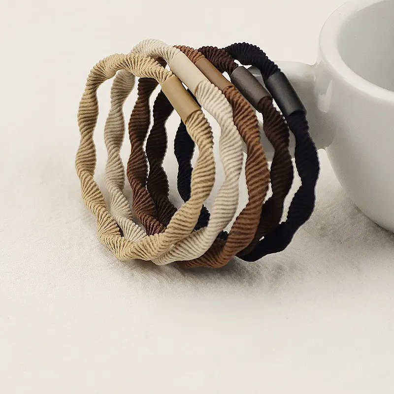 Korean Style New Gradient Milk Tea Color Headband Basic Hair Ring Rubber Band Simple Spiral Hair Rope Does Not Hurt Hair Accessories Women