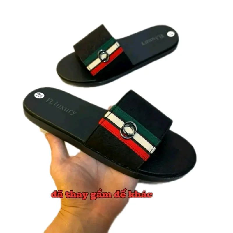 dép nam  GC3 Slipper Nhung Len Nam Đồng Đồng đế cao su non êm mềm mại - Đế Bằng, quai da sít cao cấp DéP dép  sọc depnam  chat dép  đi slipperyt đẹp 0