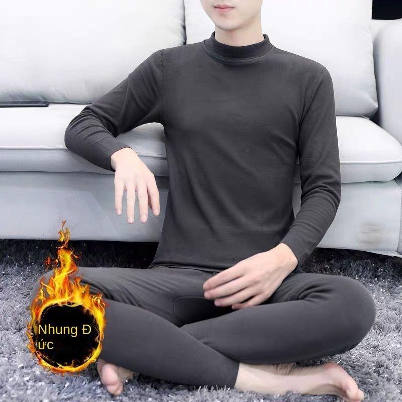 Bộ Đồ Đồ Lót Giữ Nhiệt Cho Nam, Lót Lông Cừu Dralon Hai Mặt, Dày Dặn, Cổ Giữa, Chống Lạnh, Chống Đóng Băng, Thích Hợp Cho Mùa Đông, Nhiệt Độ Sưởi Ấm 4