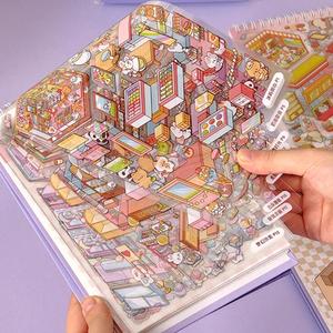 40 piezas de pegatinas escénicas en miniatura para álbumes de recortes, bonito diseño de cabaña visual en 3D, perfecto para diarios y manualidades