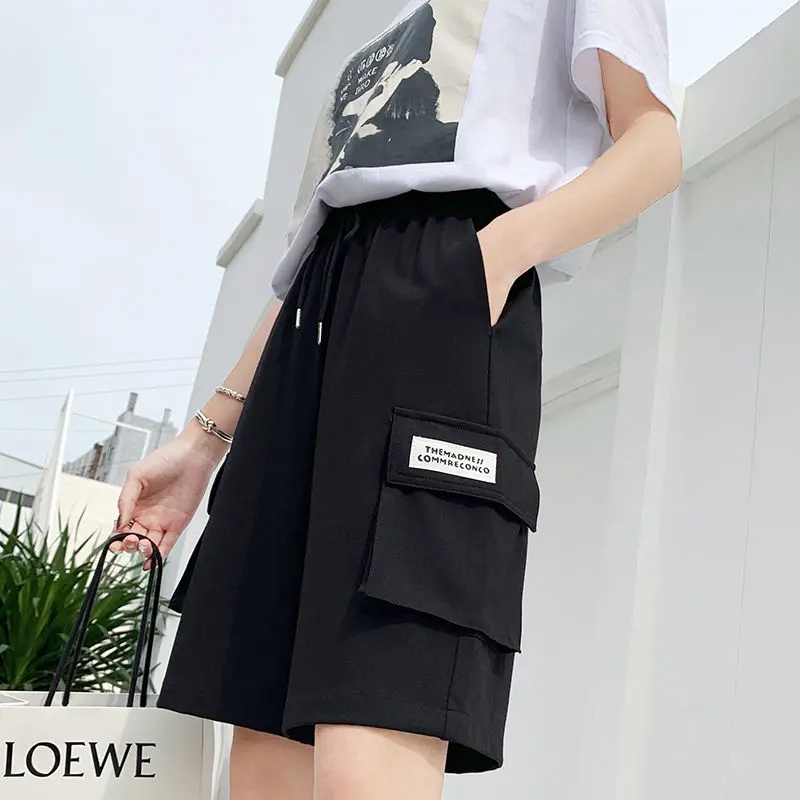 Cargo Pants Shorts Women's Summer Thin Loose 2024 New Student Casual Sports Shorts Women Sport Pant Female High Waist Elastic Shorts Casual Running Pants Womenswear Bottom