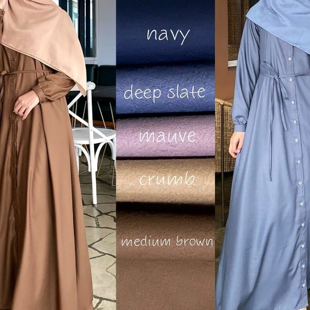 Lady Dress WilMi.Store Polos Kancing Lembut Nyaman Panjang Katun Muslim