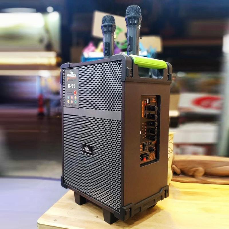 Loa kéo Kiomic K99 bass 20 ốp da cực đẹp - kèm 2 mic không dây Củ Loa Bluetooth