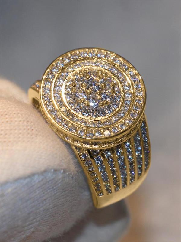 Women's Elegant Artificial Zircon Decorated Ring, Pave Engagement Ring, Exquisite Trendy Ring, Fashionable Jewelry for Women As Gift 0
