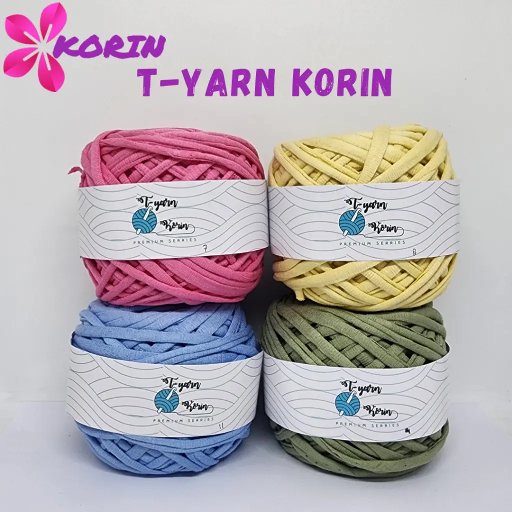 KORIN T-YARN 200 GRAM / Benang Rajut Kaos / Tshirt Yarn / cocok untuk sandal Dewasa
