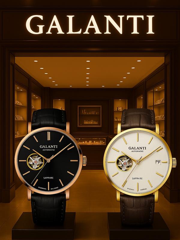 Đồng Hồ Nam GALANTI Phiên bản Lộ Tim Cơ,Mặt Kính Sapphire Chống Xước,Máy Cơ NH38A Nhật Bản,Chống nước 5 ATM, Watch Đeo Tay