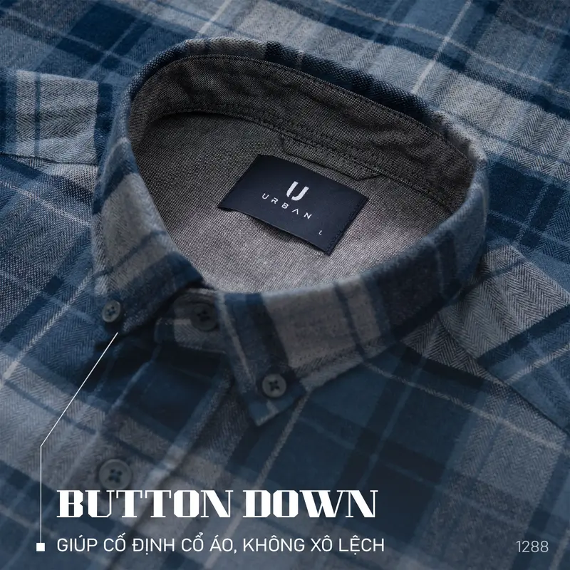 Áo sơ mi Flannel kẻ nam URBAN Menswear Nhung Shirt có túi ngực, chất vải Flannel mềm mịn, button down trẻ trung, năng động, phom slim vừa vặn NO.1288, mau xanh aonam  dep 1