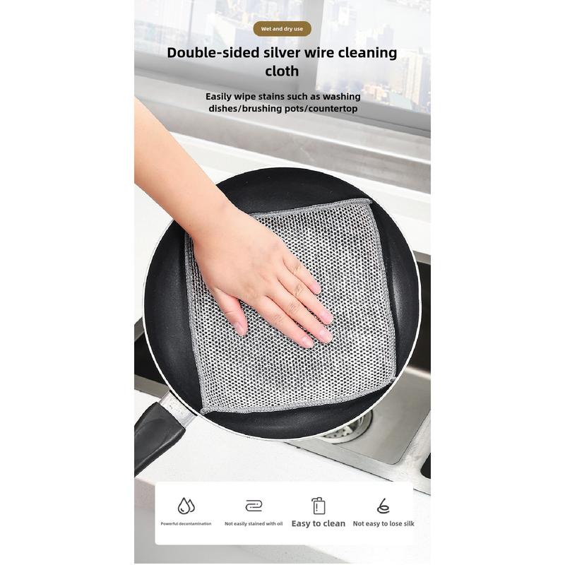 Silver Silk Rag Double-Sided Kitchen Dish Towel Instead of Steel ...