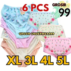 TERLARIS 6 Pcs Celana Dalam Wanita Dewasa / Remaja HYGETMotif Bunga CD Wanita GROSIR99