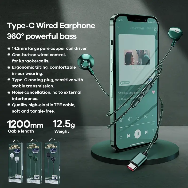 Tai nghe iPhone, tai nghe Lightning, tai nghe Rm-711i, tai nghe nhét tai, có mic, tai nghe có dây, cho 3,5 mm / Type-C / iPhone, hàng Có Sẵn 1