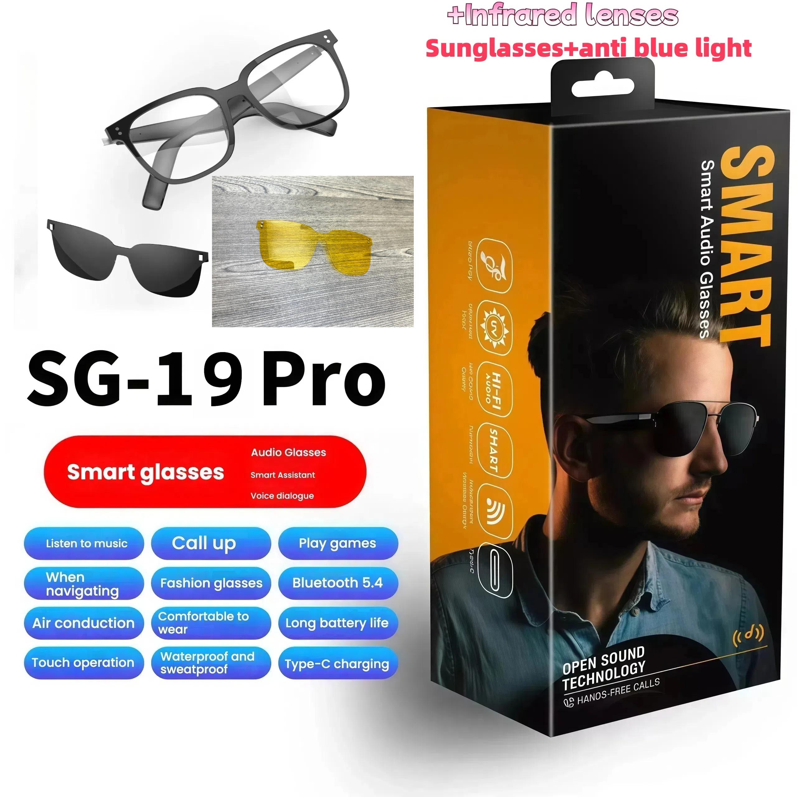 SG-19 Pro All-in-One Sunglasses Clear Lenses Combo with Bluetooth Waterproof Dual Mic Noise Cancellation Smart Glasses 80+80mAh - Image 3