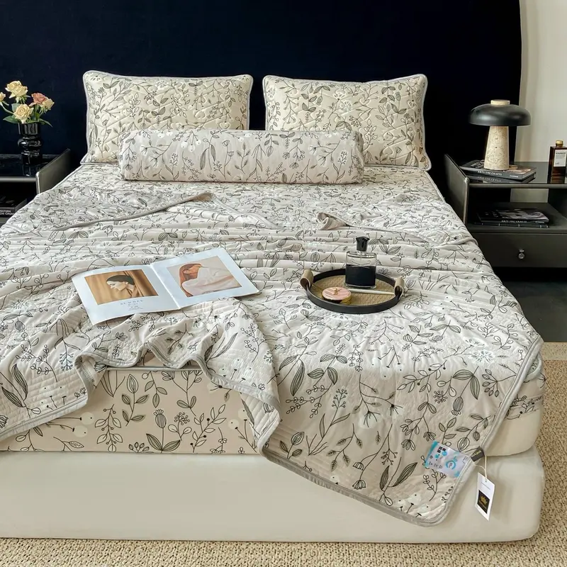 Chiếu cao su Latex Mark Jacob bọc chun kèm chăn 5 món mềm thoáng mát Rubi decor( 1 chiếu, 1 chăn, 2 vỏ gối nằm, 1 vỏ gối ôm) 2