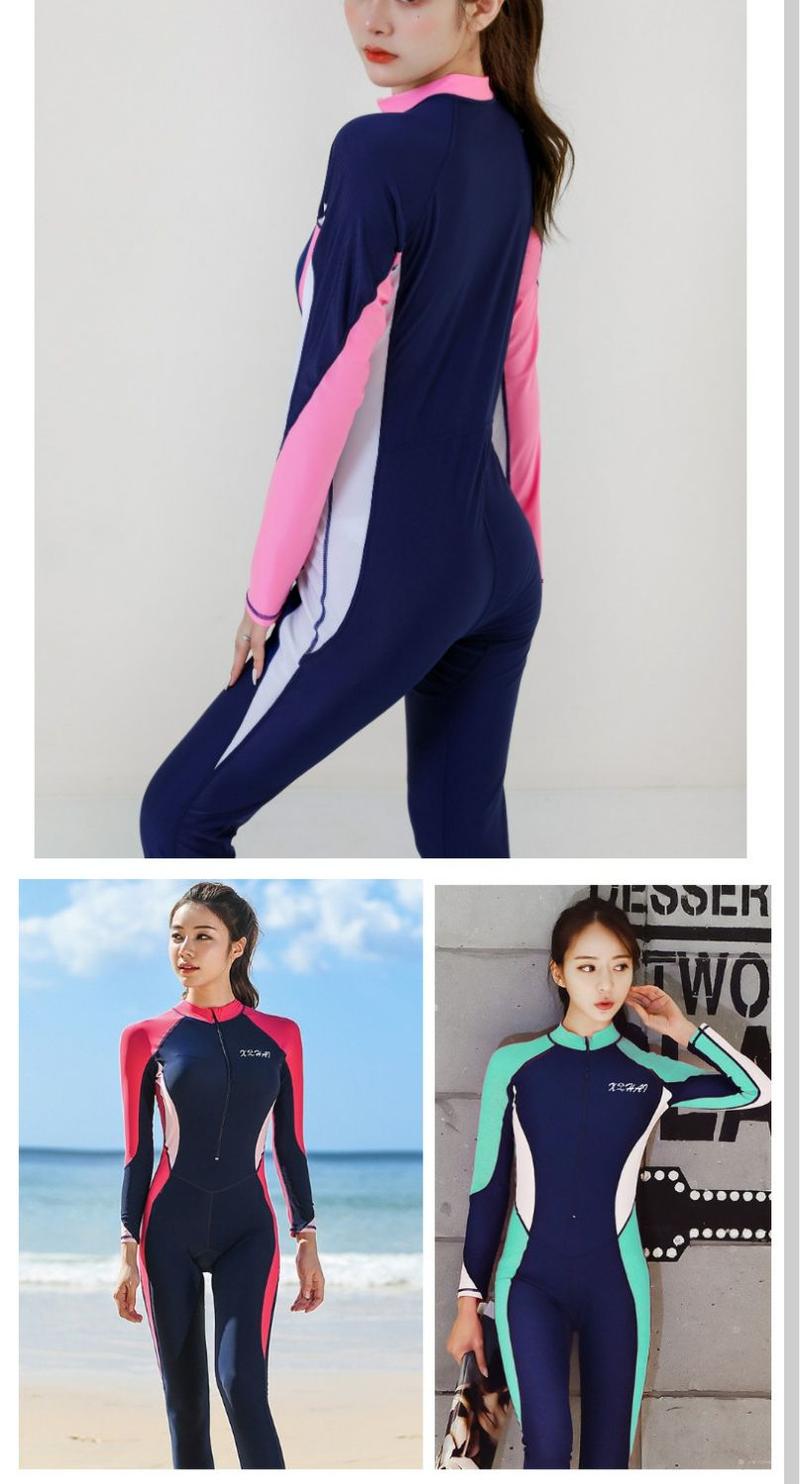 Product Introduction of Diving Suit New Swimsuit Women's Summer Conservatively Thin Cover Belly One-Piece Long Sleeves Trousers Sports Student Jellyfish Swimsuit 5