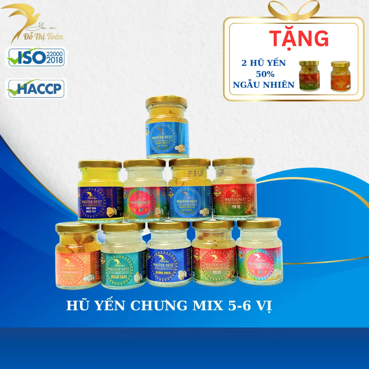 [TTMS- DTT] Tổng 12 hũ yến 50% (Mua 10 hũ yến 50% tặng 2 hũ yến 50% ngẫu nhiên)- Yến Chưng Chọn Vị - Yến sào Đỗ Thị Toán