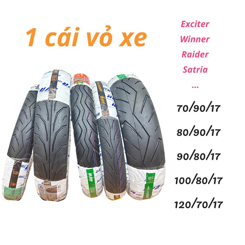 1 Cái Vỏ Lốp Xe HVR 17 inch Không Ruột cho Exciter Winner Raider Satria Sonic (SL 1 cái) - Vỏ Lốp Xe Máy