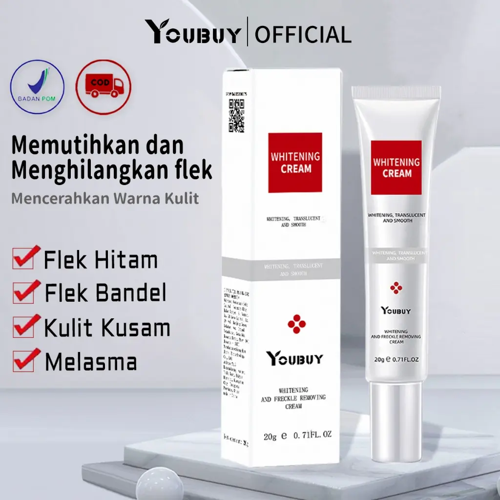 【BPOM】YOUBUY Whitening and Freckle Removing Cream Whitening Serum Light spots Brighten skin translucent Essence 20g