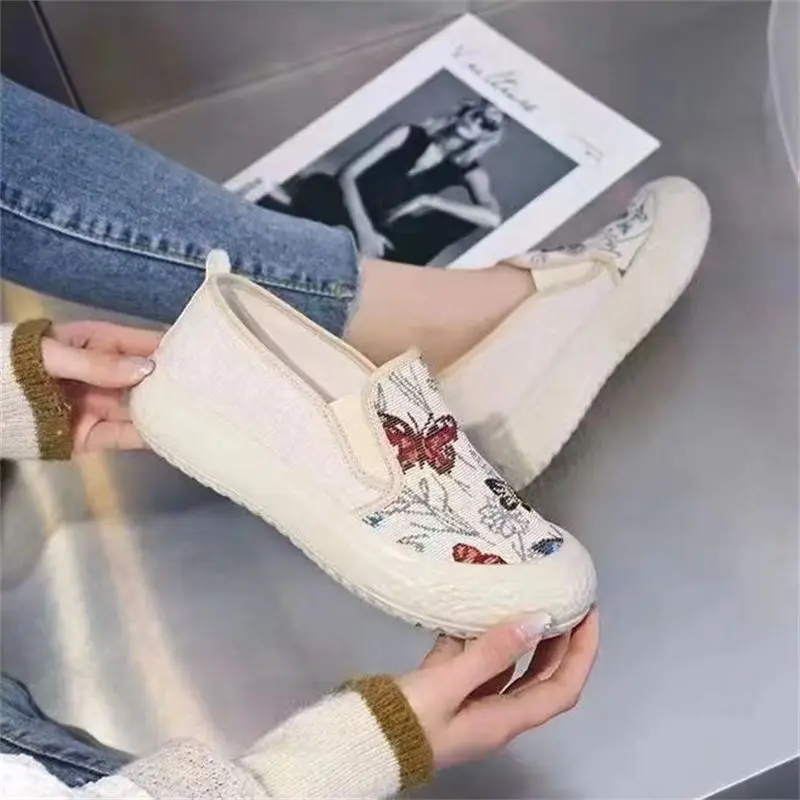 Giày Vải Nữ, Phổ Biến Mới Mùa Lò Xo Và Mùa Thu, Thời Trang, Dễ Phối Đồ, Phong Cách Thường Ngày Giày Lười, Thích Hợp Cho Học Sinh, Giày Một Lớp, 2024 Shoes 4