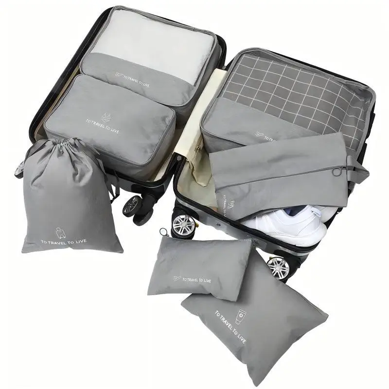 Travel Storage Bag Set, 7 Counts/set Lightweight Luggage Bag & Shoe Bag & Wash Bag, Hand Luggage Travel Bag Storage Bag 0