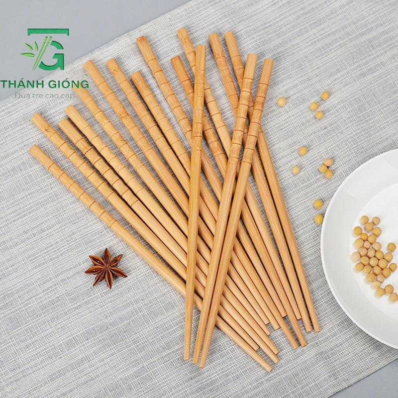 Đũa Tre Tự Nhiên Thánh Gióng, Đũa Đốt Tre Cao Cấp, Hộp 10 Đôi  - Kháng Khuẩn Kháng Mốc, Thân Thiện Môi Trường
