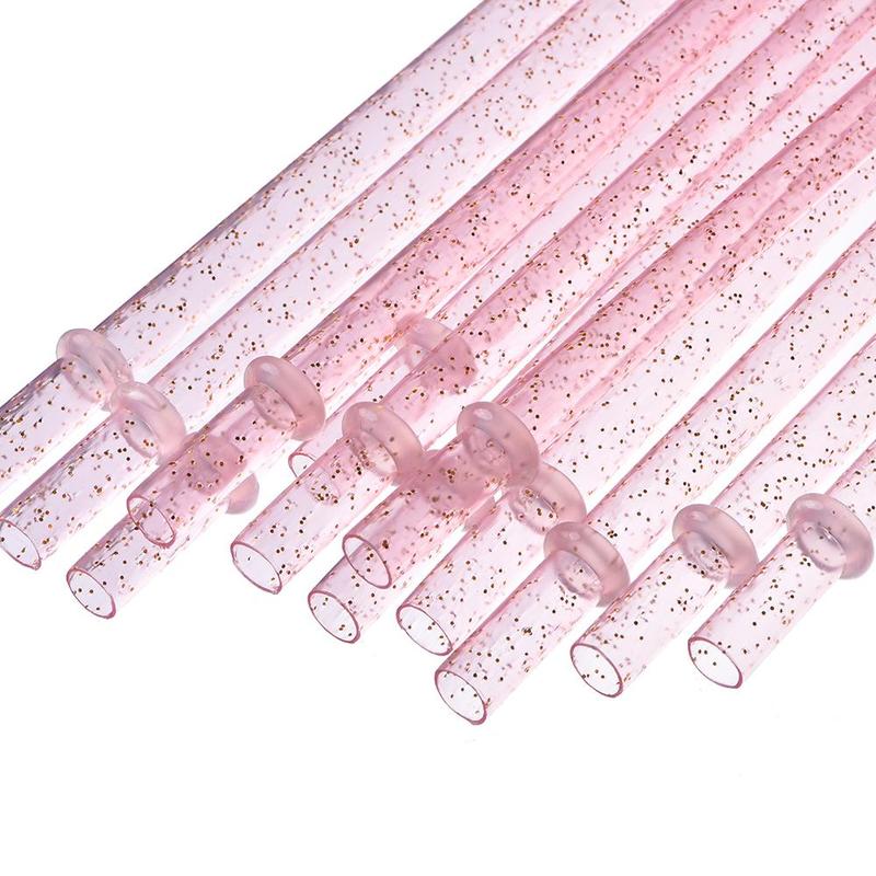 Reusable Drinking Straws with Cleaning Brush, 12pcs Durable Plastic Colorful Glitter Drinking Straws, Drinking Supplies Utensils for Home Kitchen Party Picnic Outdoor, Kitchenware 2