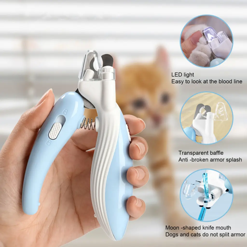 Rhoudve Pet Nail Clippers with Led Light Anti-slip Handle Pet Nail Clippers Led Light Pet Nail Clippers with Safety Guards for Dogs Cats Brightly Illuminated Nail for Enhanced