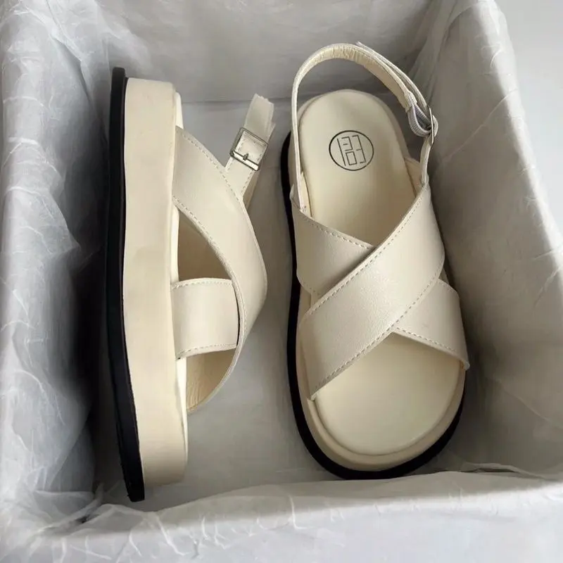 Dép Sandal Ulzzang Quai Chéo Da Mềm Đế Dày Phong Cách Hàn Quốc - SA007 Nữ DéP GiàY Shoes