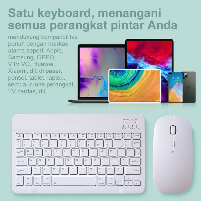MAYY【READY】 2nd gen Pro 10 Inch 3 in 1 Wireless Bluetooth Keyboard Mouse Set Lightweight Portable For iPad 7