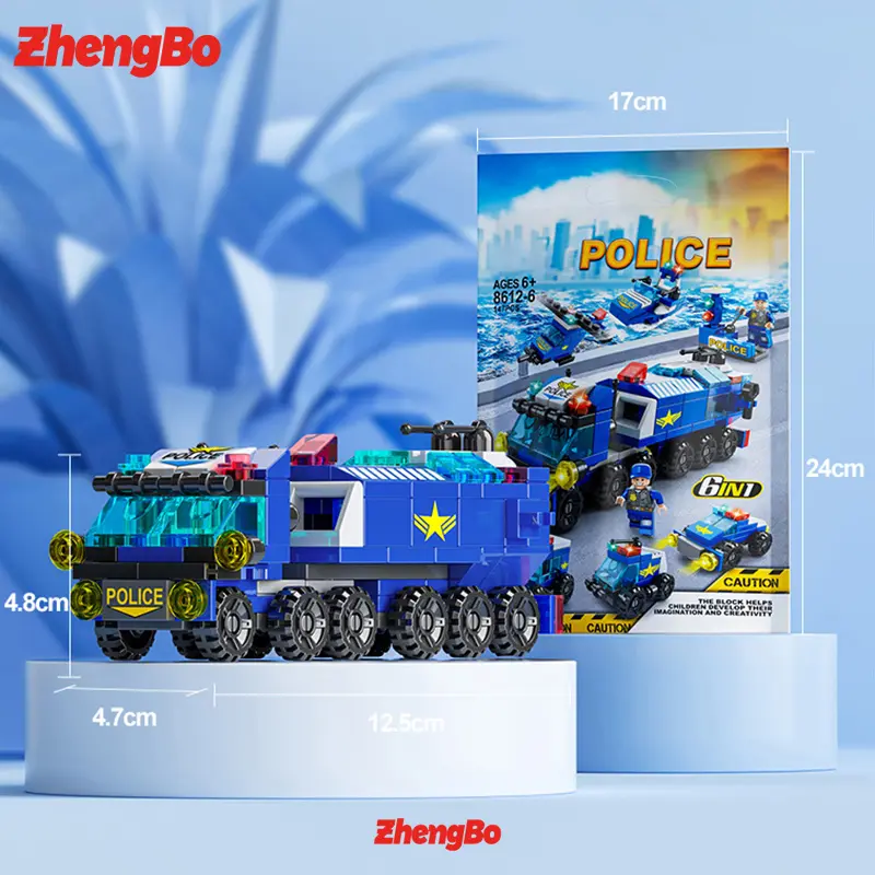 6 IN 1 Building Blocks Toys City Set SWAT Police Cars Toys for Boys and Girls