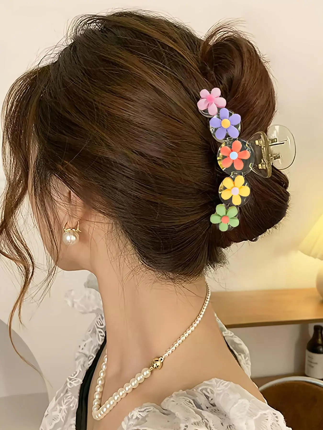 Flower Design Hair Claw, Cute and Versatile Hair Claw, High-end Shark Claw Hair Accessory, Daily Casual, Barrettes