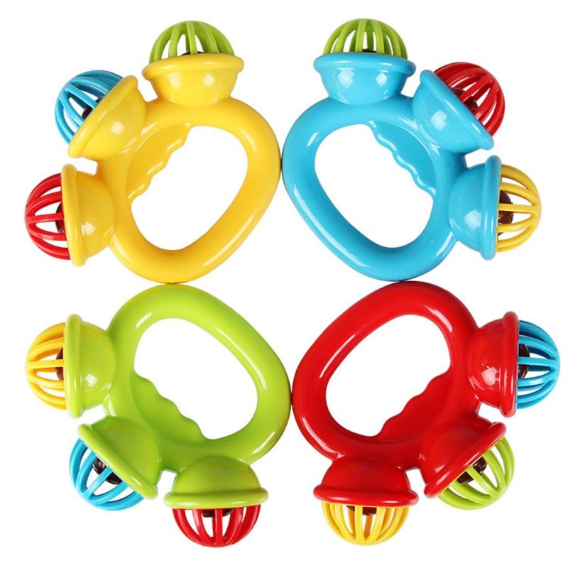 Baby Rattles Infants and Young Children Are Soothing Bells 0-3 Years Old Shake The Three-head Bell Color Baby Hand Grab The Bell 0