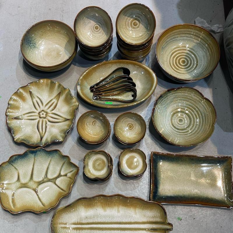  Bộ bát đĩa men hoả biến Ngọc Trai dành cho gia đình 6-10 người sử dụng gốm sứ Bát Tràng bat diagiadinh 